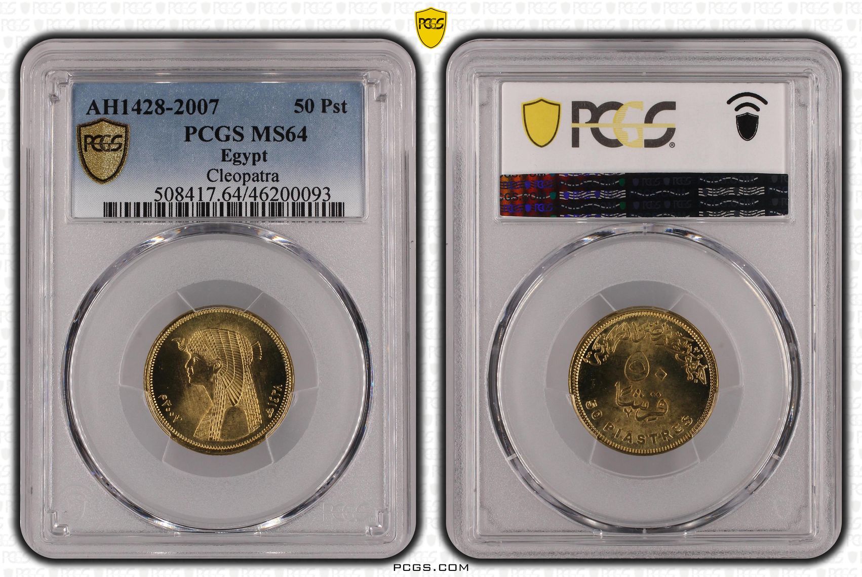Egypt, Cleopatra, Fifty Piastres, AH1428-2007, PCGS MS64