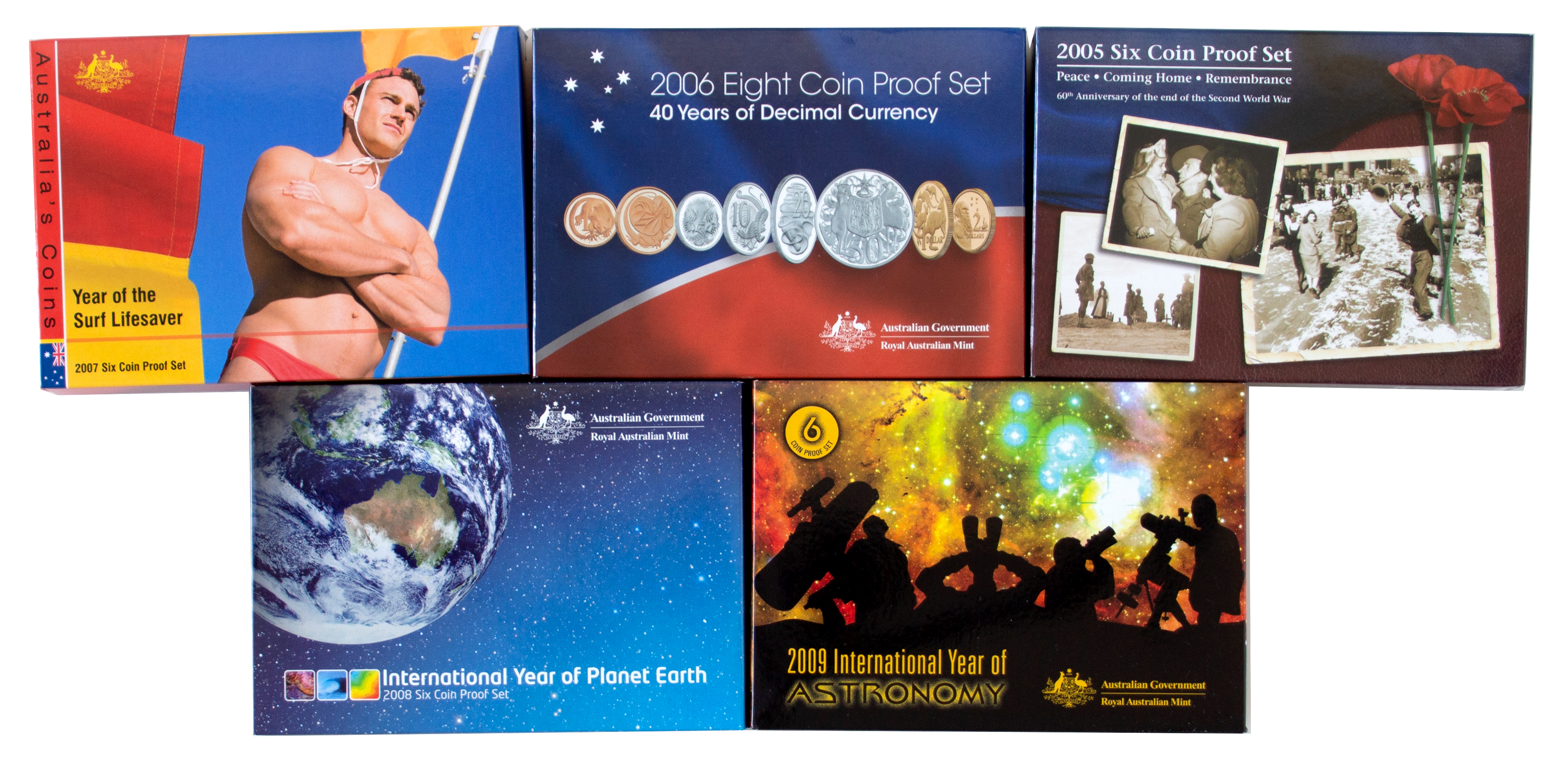 Sets, Elizabeth II, Proof Set, 2005-06-07-08-09, FDC
