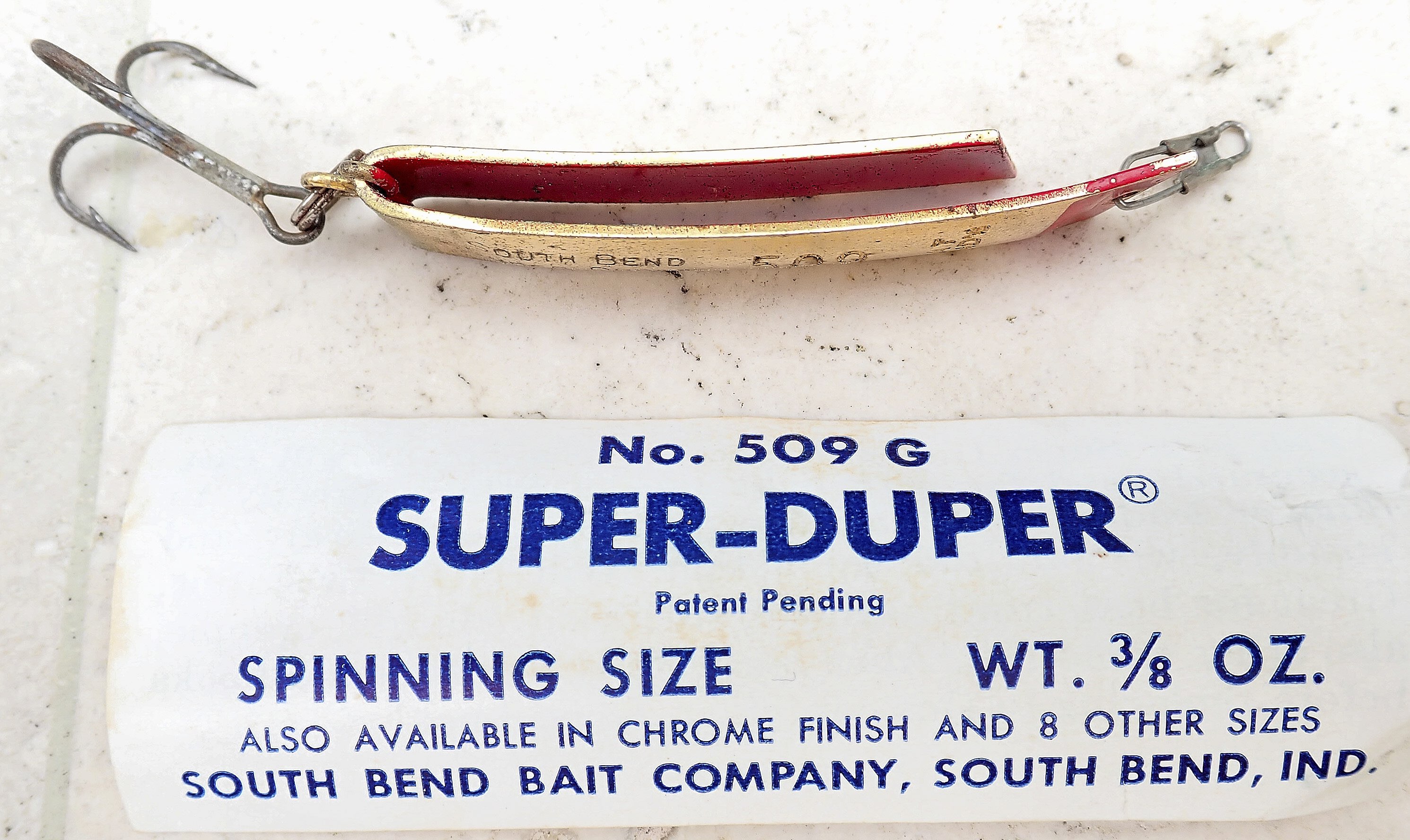 Vintage South Bend Super-Duper 503, 1/8oz Nickel/Red fishing spoon #17855