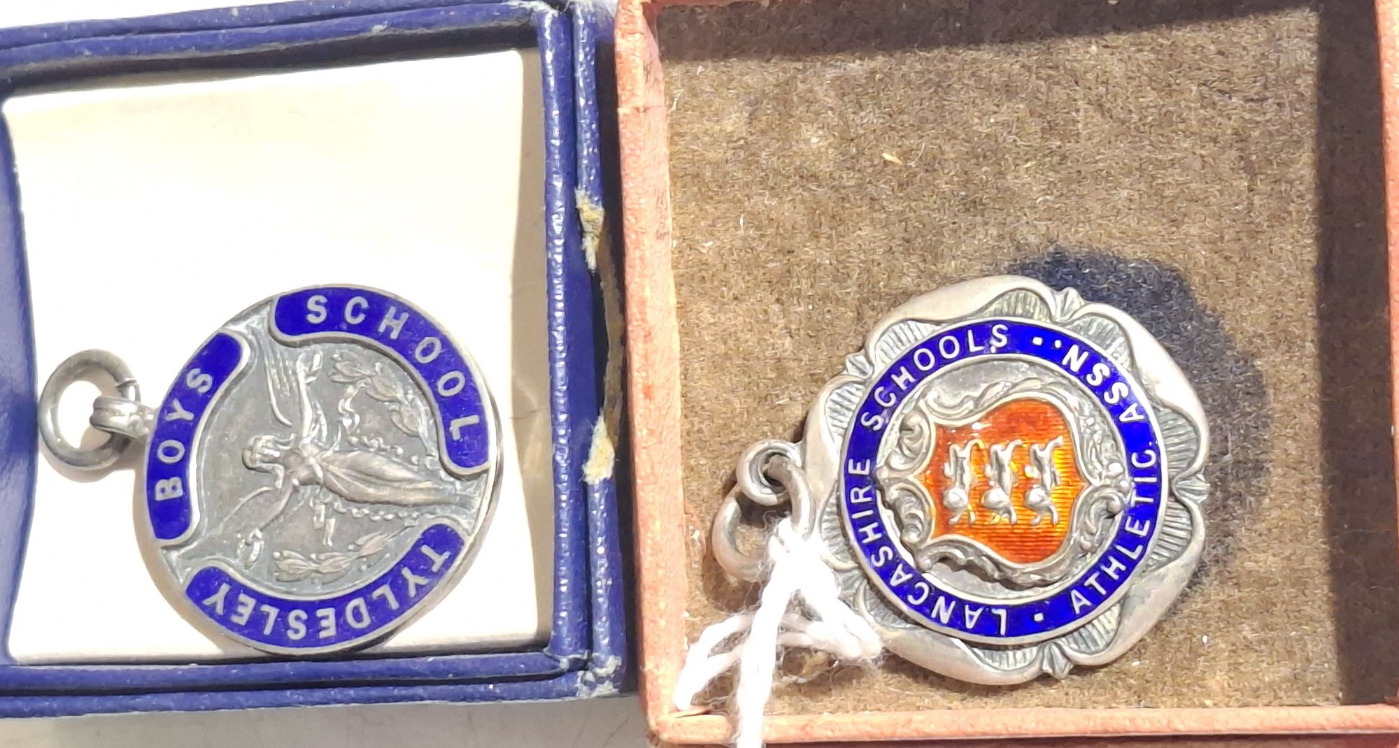 1397 · TWO SILVER ENAMELLED SCHOOL MEDALS