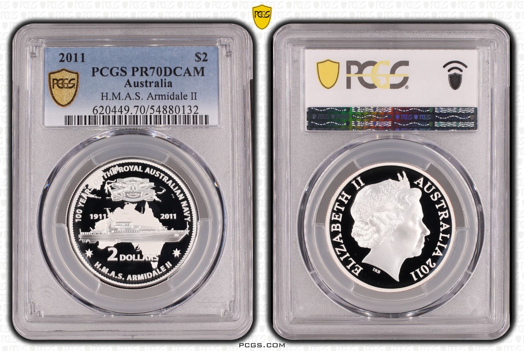 H.M.A.S. Armidale II, POP 4/0, Two Dollar, 2011, PCGS PR70DCAM