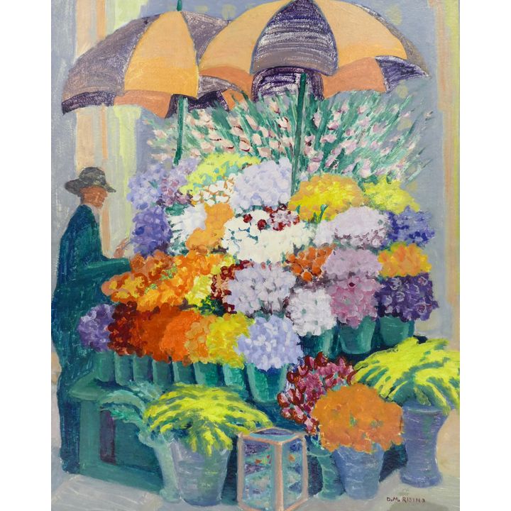 Dorothy Milne Rising ''Flower Stand'' (Pike Place Marker) 1940's Oil
