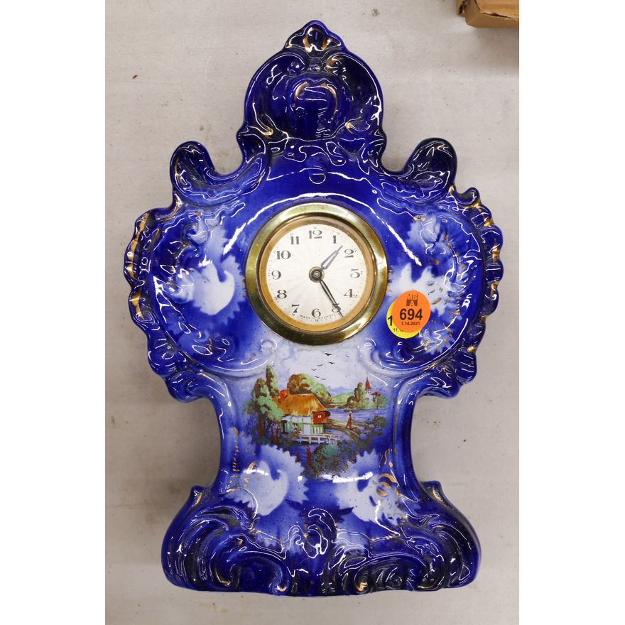 Flow Blue Ceramic Shelf Clock