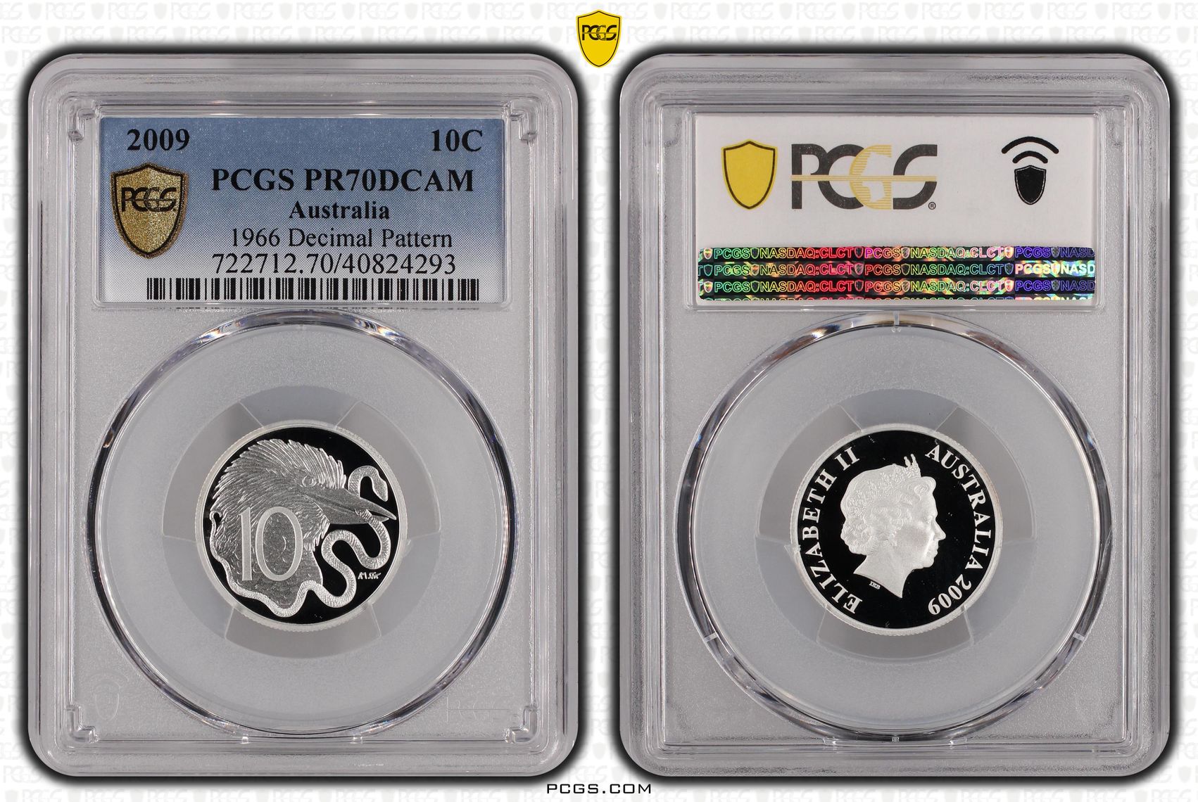 2009 Australia Ten Cent, 10c Silver 1966 Decimal Pattern PCGS - PR70DCAM POP 2/0 -293