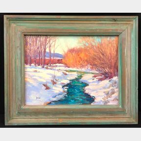 Original Ben Konis Oil Painting - Snow Scene In Mescalera
