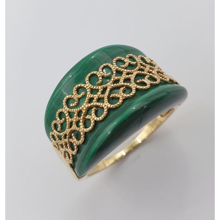 14ct Y/G Malachite Ring
