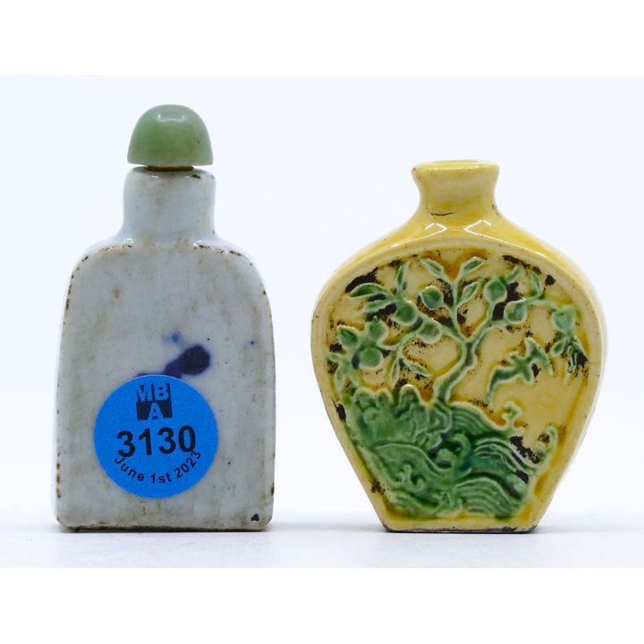 2pc Old Chinese Porcelain Snuff Bottles 2.25''