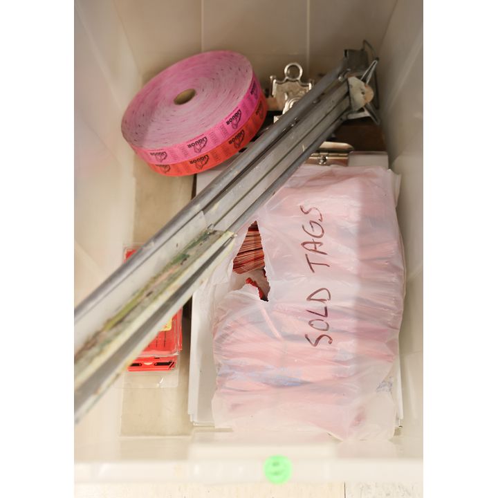 Tote of Office Supplies & Art Easel