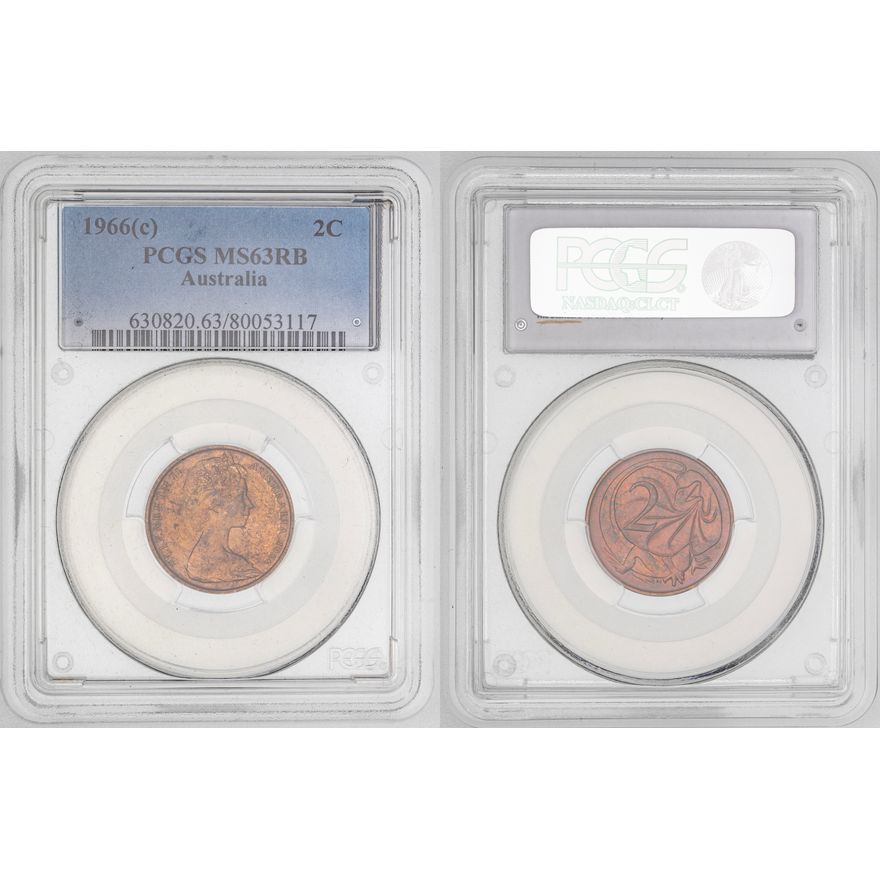 Elizabeth II,  , Two Cent, 1966(c), PCGS MS63RB