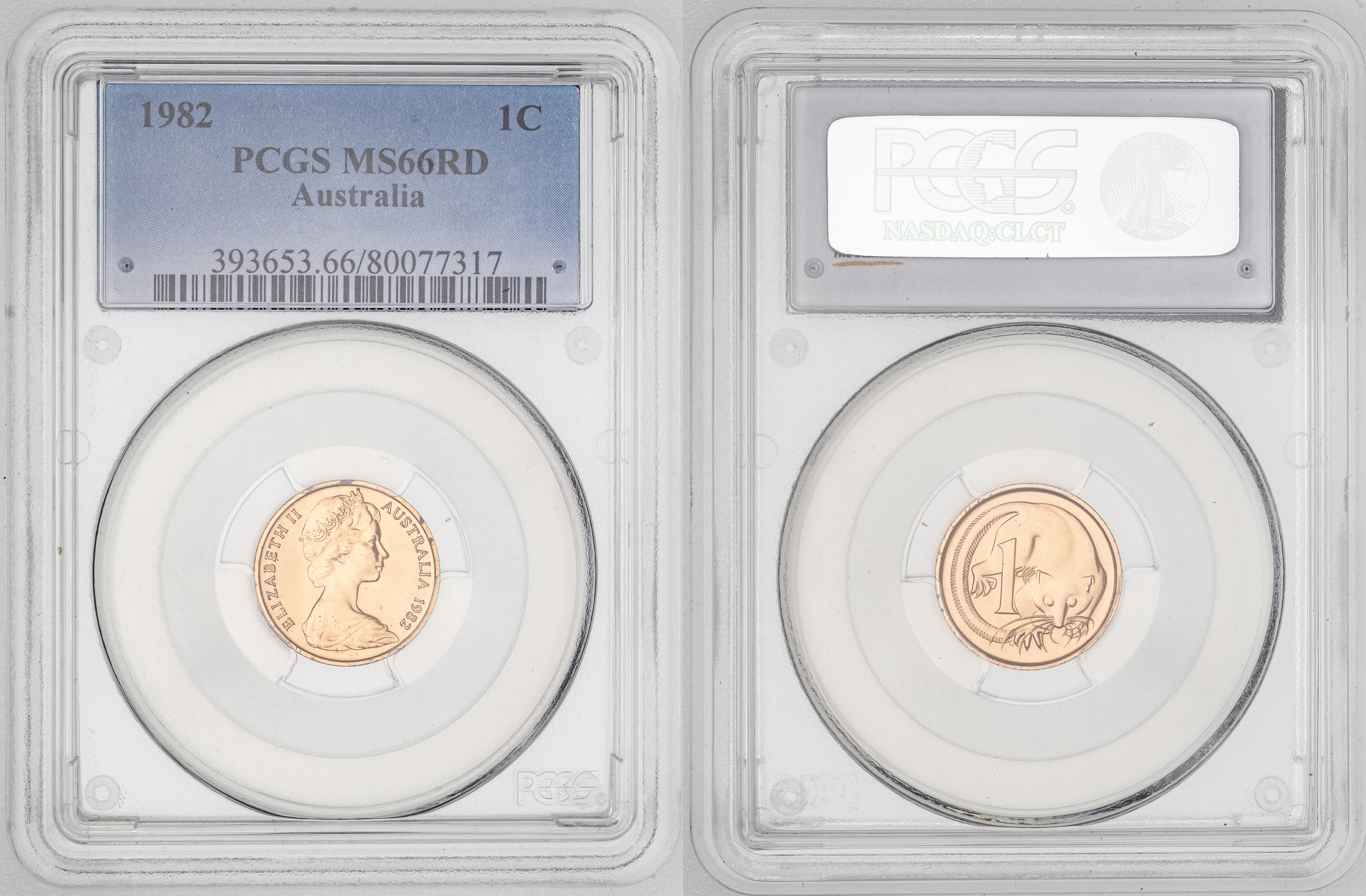 87 · Elizabeth II, One Cent, 1982, PCGS MS66RD