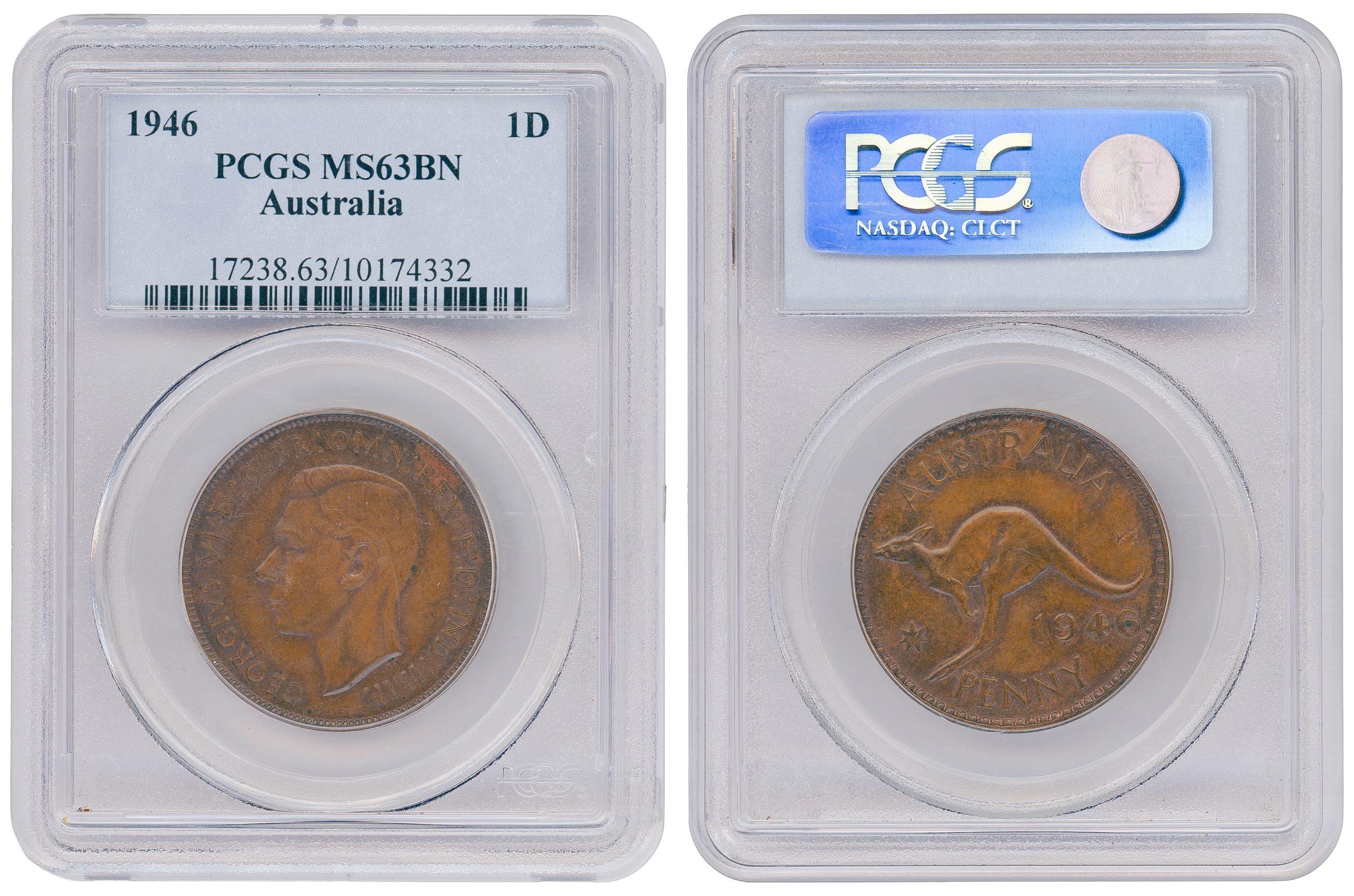 George VI, Penny, 1946, PCGS MS63BN