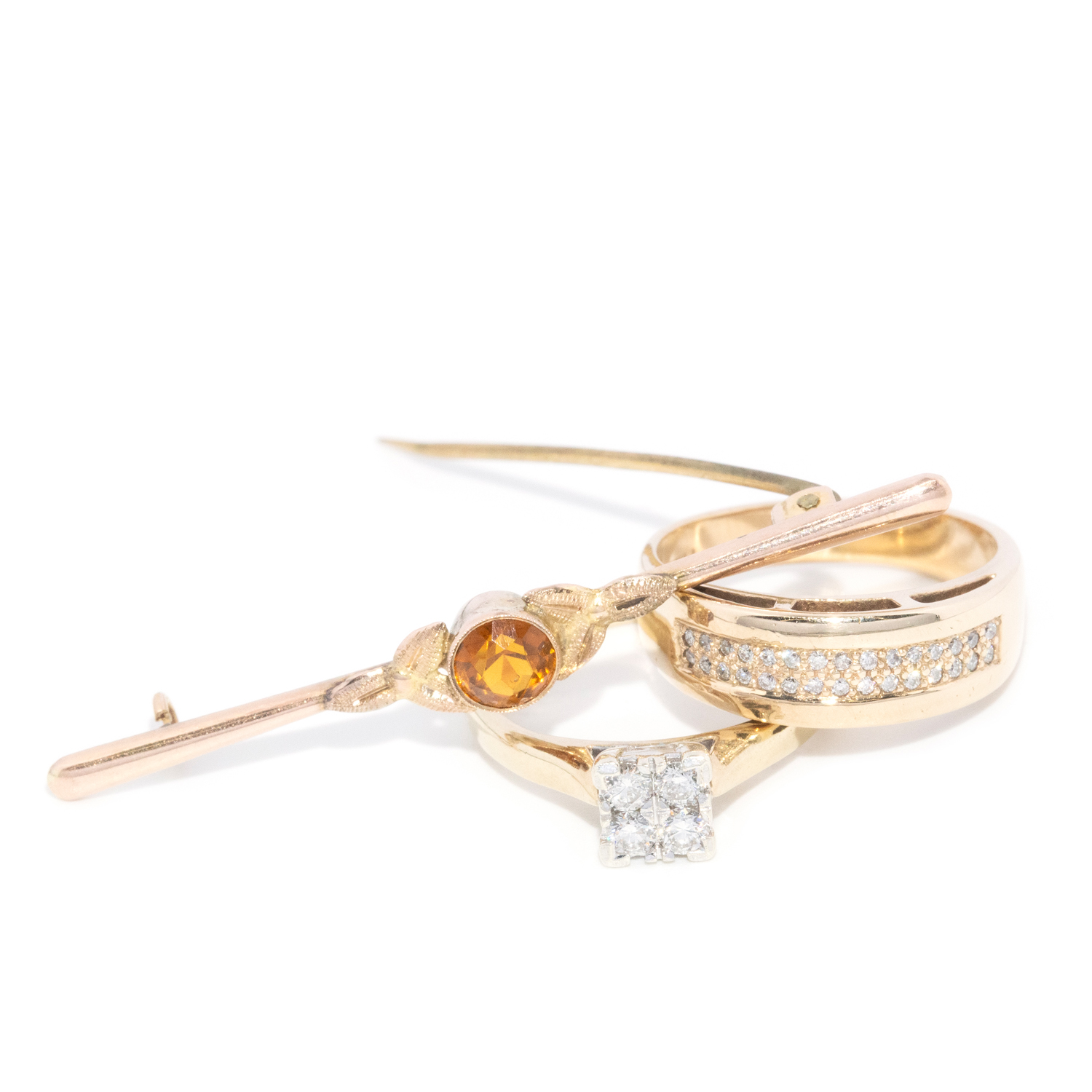 9ct Rings and Brooch