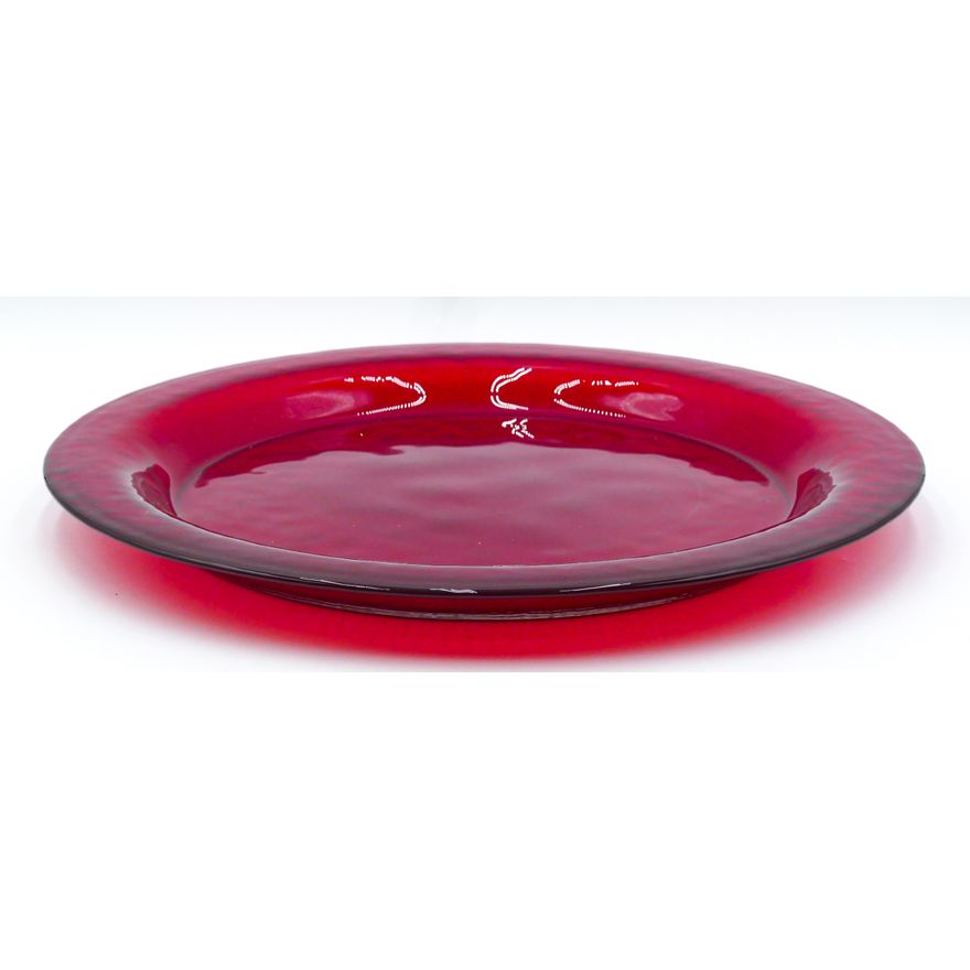 Yalos Caso Murano Red Glass Plate w/ Box 14.75''
