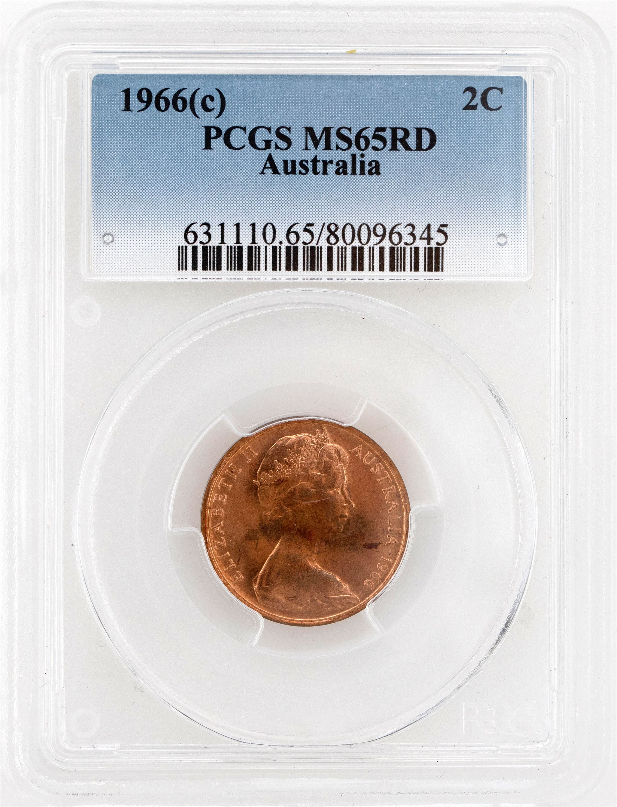 1966(c) Australia Two Cent, 2c PCGS - MS65RD -345