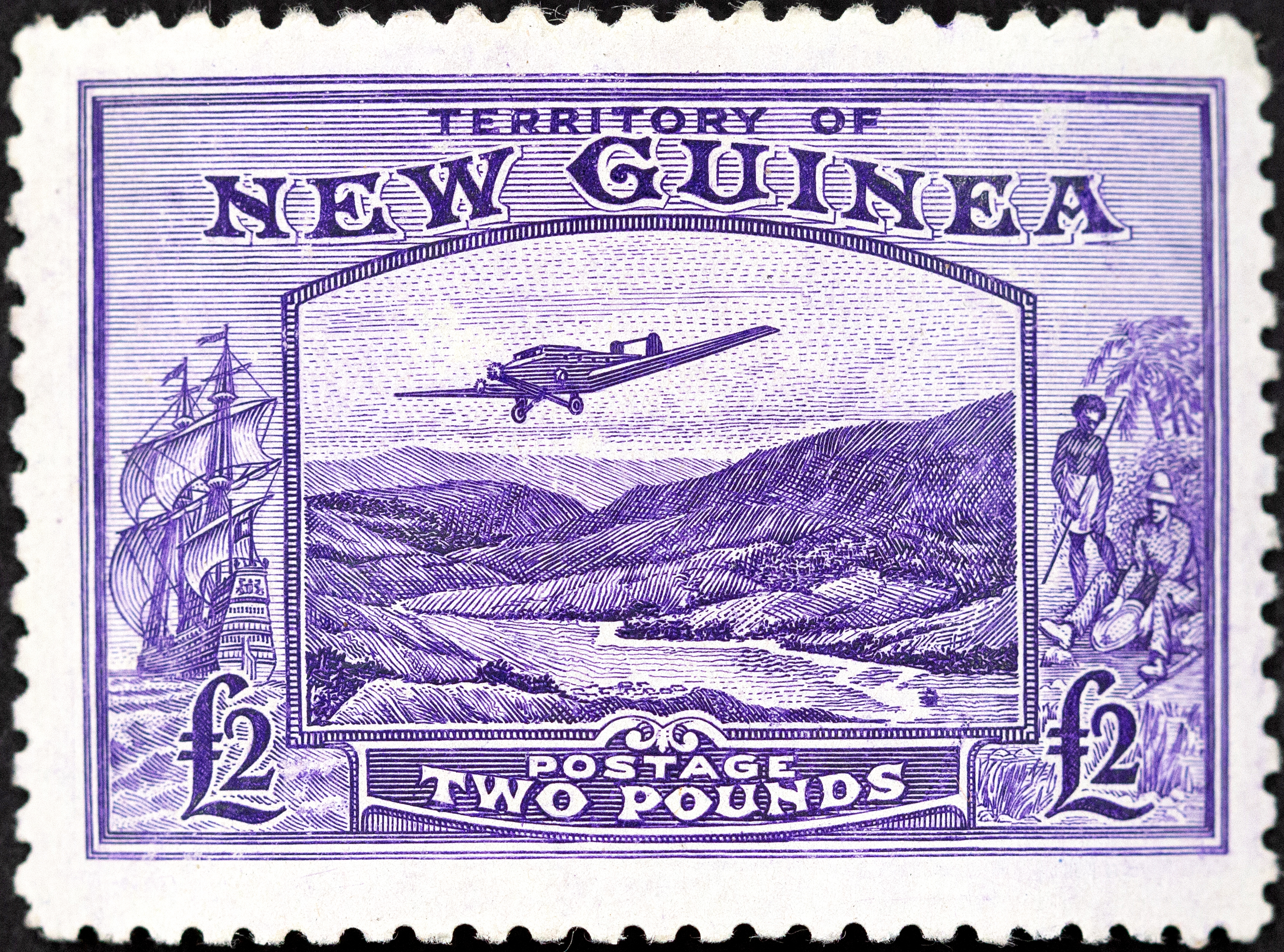 New Guinea, Bulolo Airmail, Two Pounds, Bright Violet, 1935, MNH