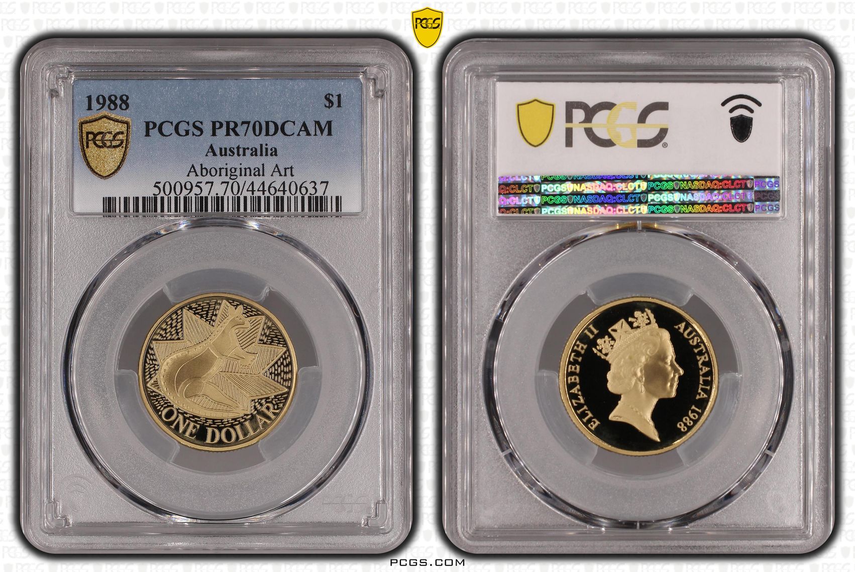 Elizabeth II, Aboriginal Art - Kangaroo, One Dollar, 1988, PCGS PR 70DCAM