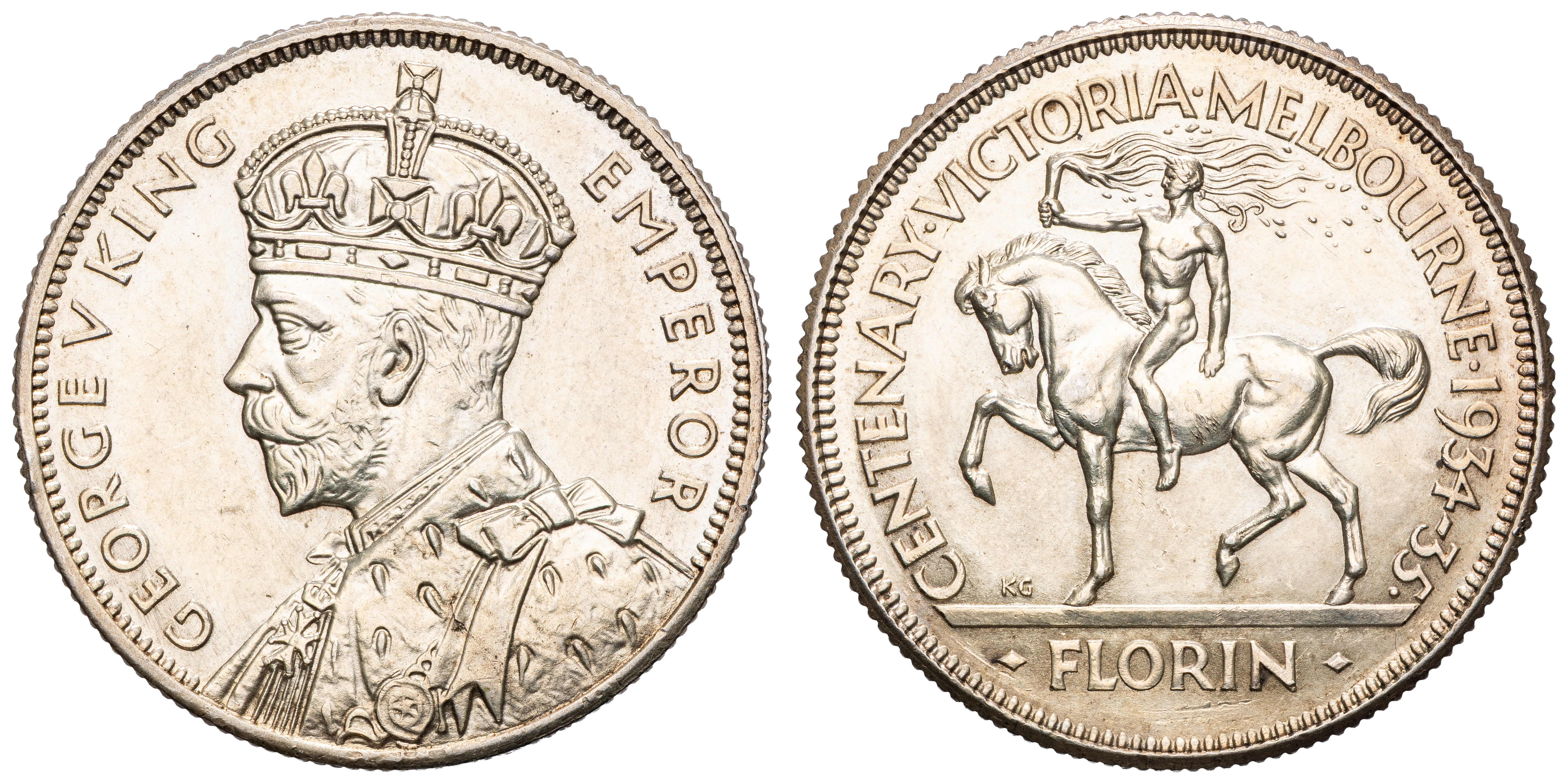 George V, Melbourne Centenary, Florin, 1934-35, UNC