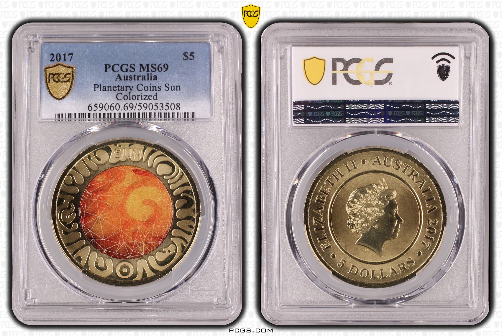 Planetary Coins Sun Colorized, Five Dollar, 2017, PCGS MS69