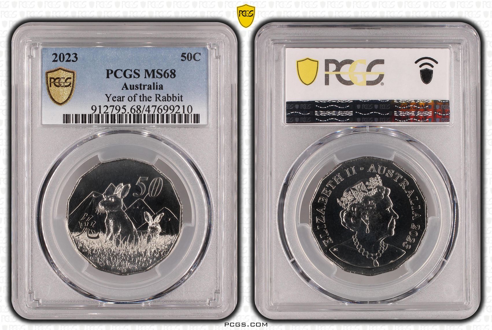 Elizabeth II, Year of the Rabbit, Fifty Cent, 2023, PCGS MS68