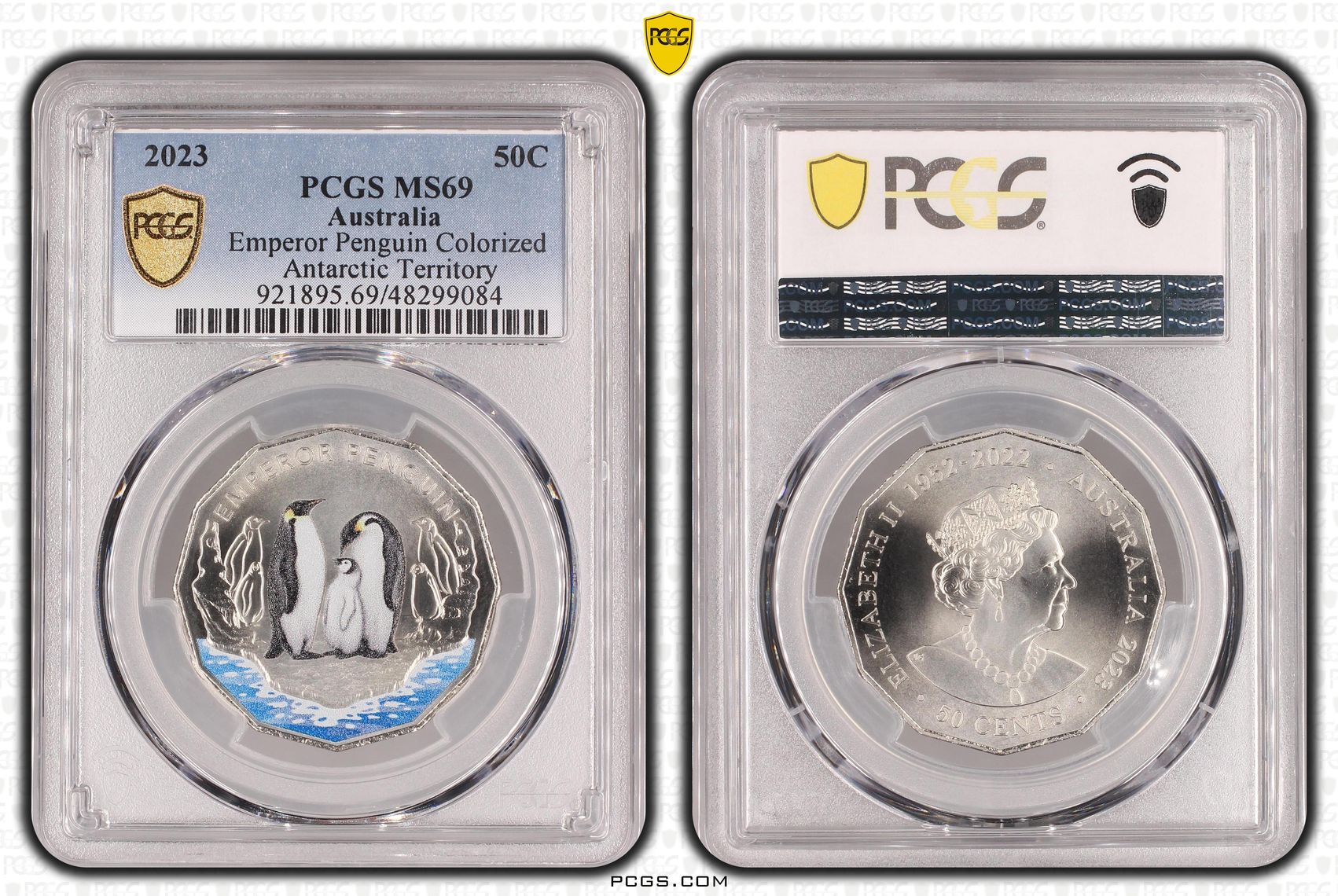 Emperor Penguin Colorized, Fifty Cent, 2023, PCGS MS69