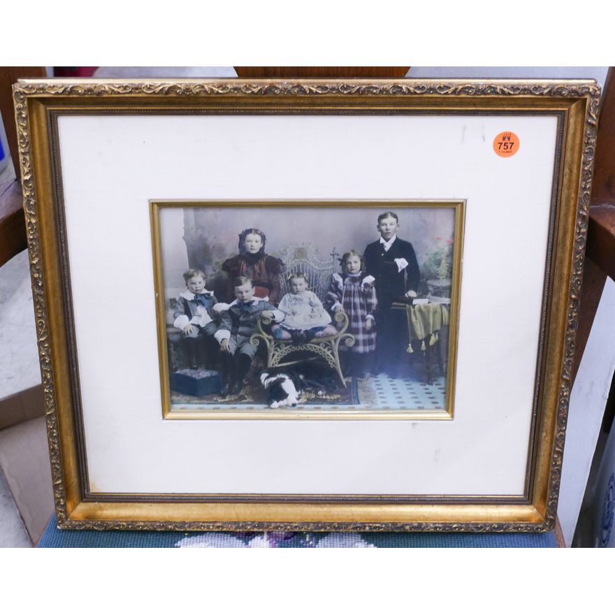 Antique Tinted Family Photograph Framed- 14x16''