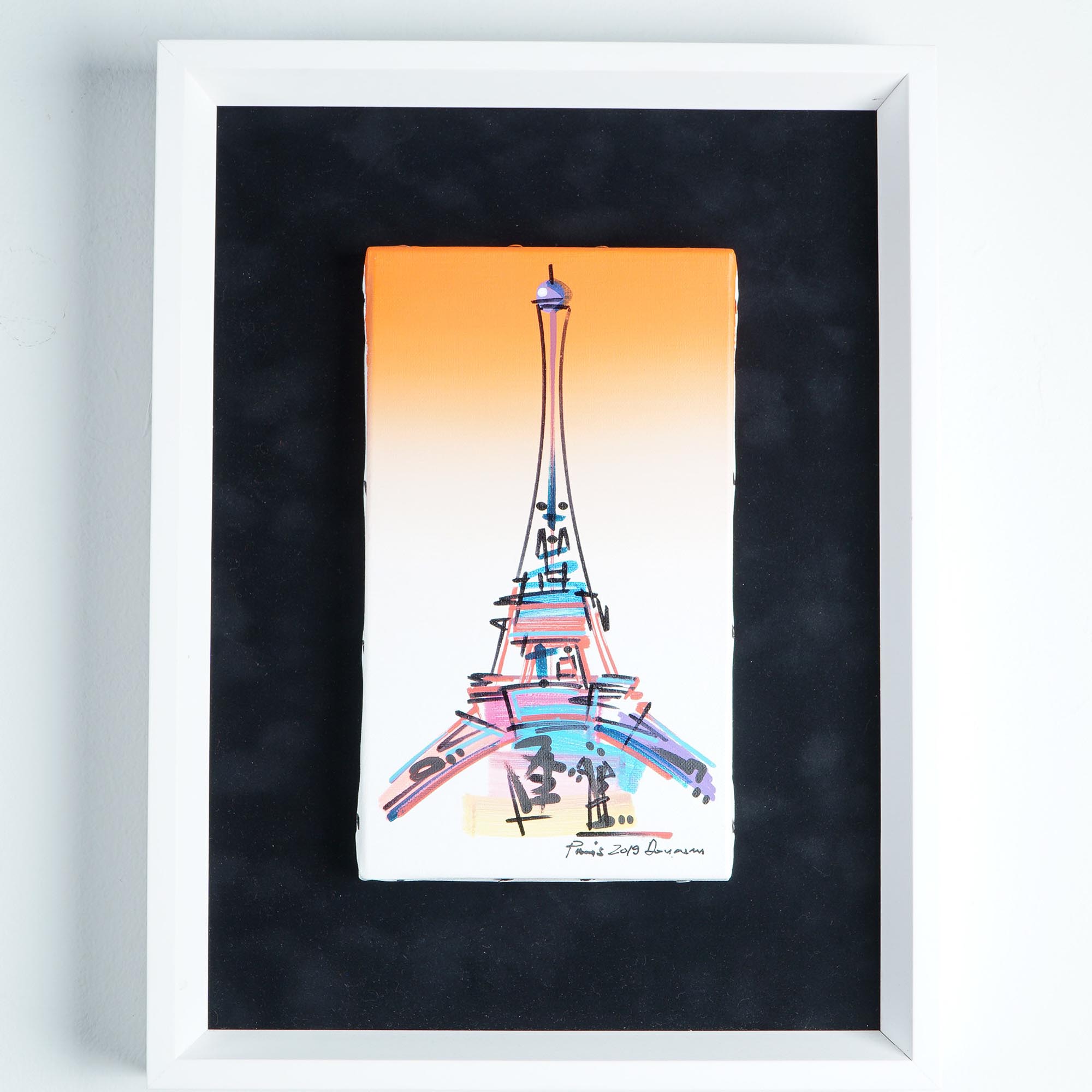 版画　PARIS  12 Douchan Zivslak, Acrylic and Markers on Canvas, Eiffel Tower