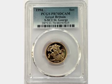 1994 ELIZABETH II PROOF GOLD SOVEREIGN PR70 DCAM TOP POP!