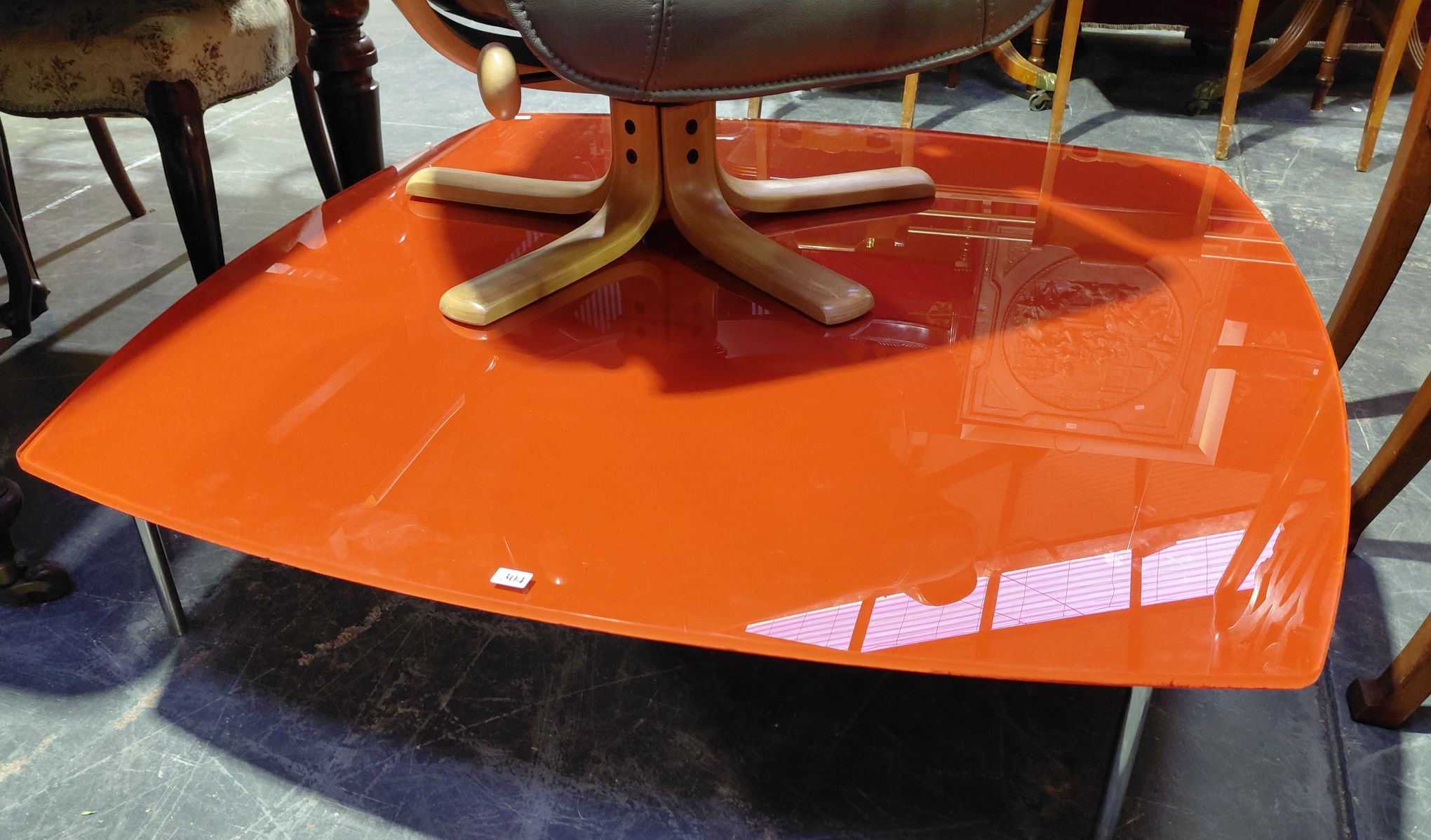 304 · ITALIAN GLASS TOP COFFEE TABLE