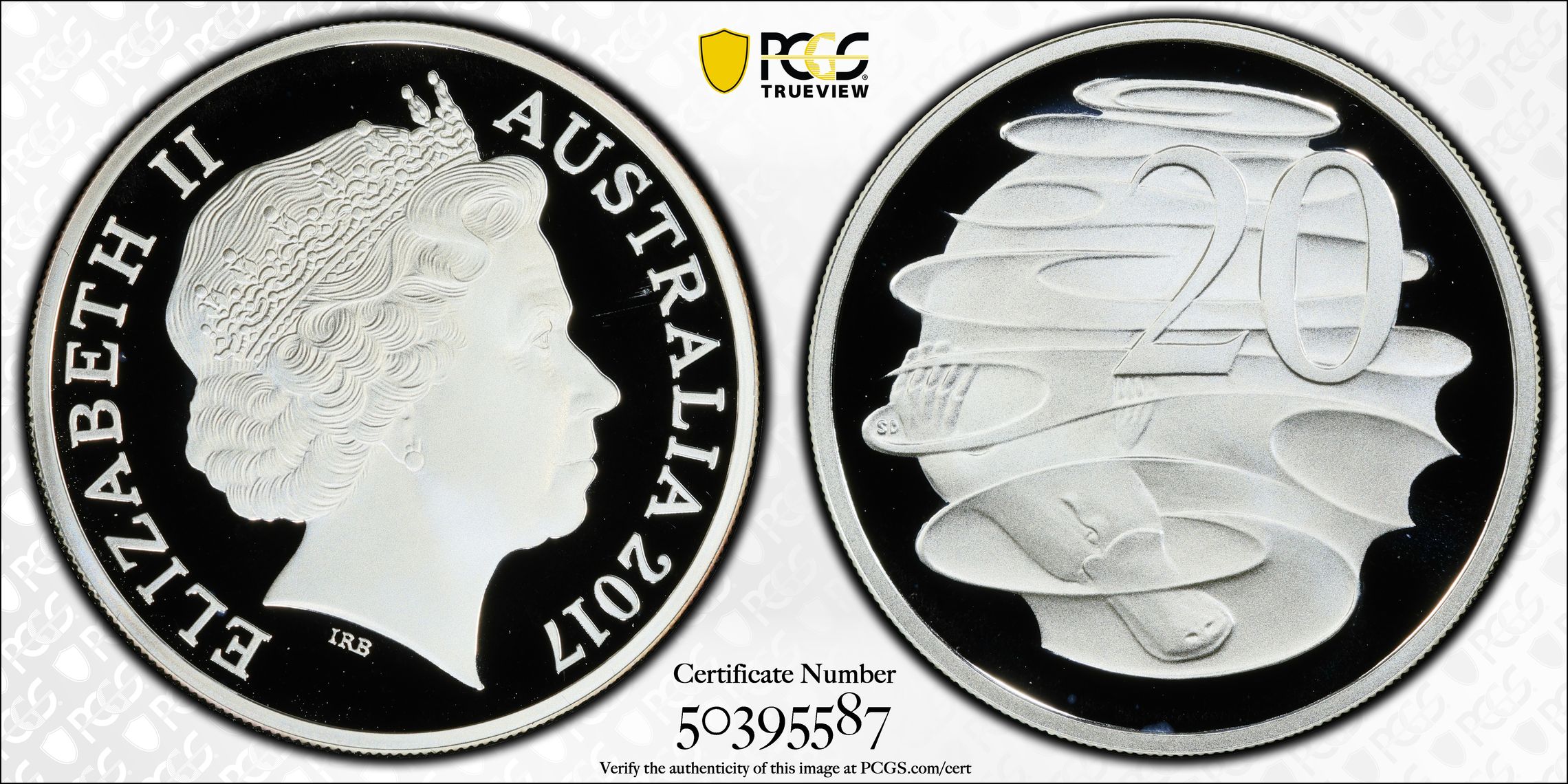 Silver, Twenty Cent, 2017, PCGS PR69DCAM