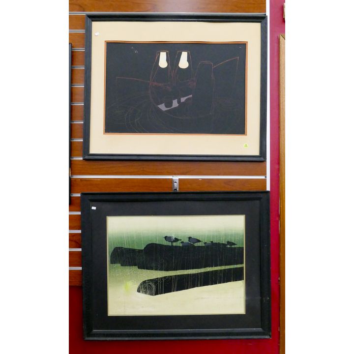 2pc Elton Bennett Northwest Serigraphs Framed- AS IS- 24x30''