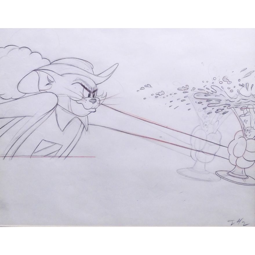 MGM Studio 'Tom & Jerry' Original Production Drawing, 1952. From 'Two Mouseketeers'.
