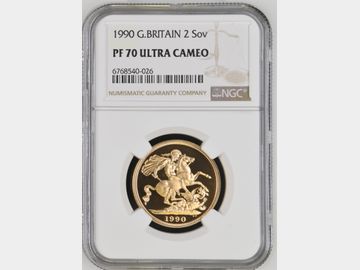 1990 PROOF 2 POUND ELIZABETH II PF70 UCAM TOP POP!