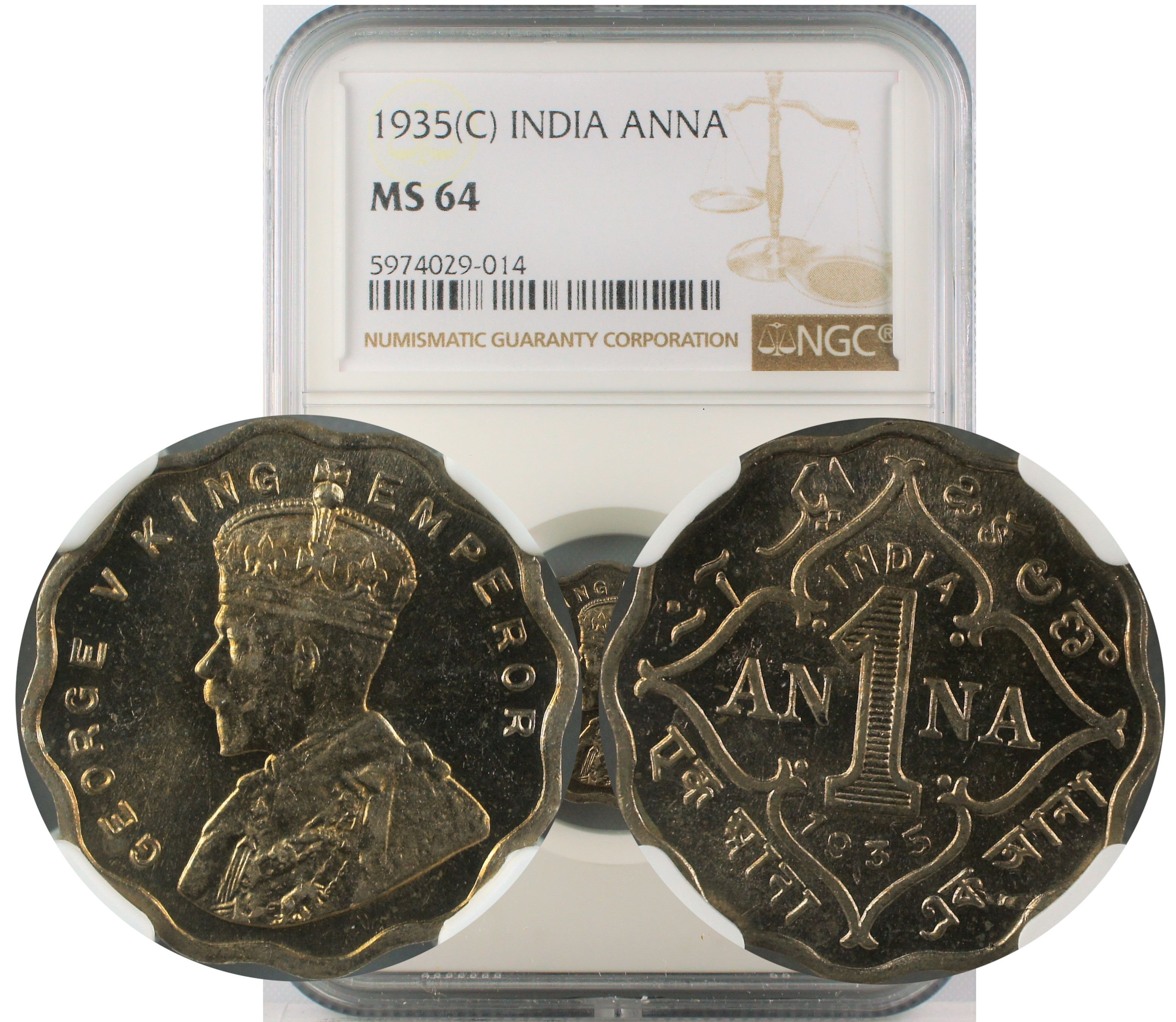 1935 C INDIA ANNA MS64