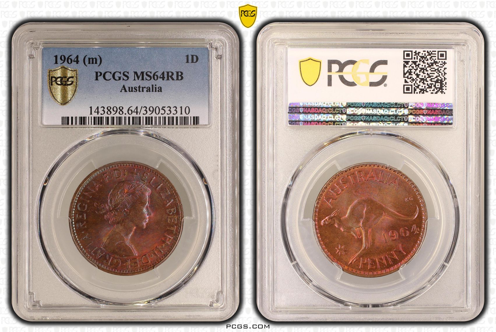 Elizabeth II, Penny, 1964, PCGS MS64RB
