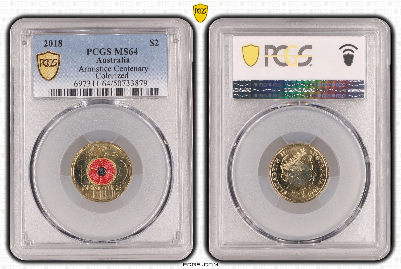 Armistice Centenary Colorized , Two Dollar, 2018, PCGS MS64