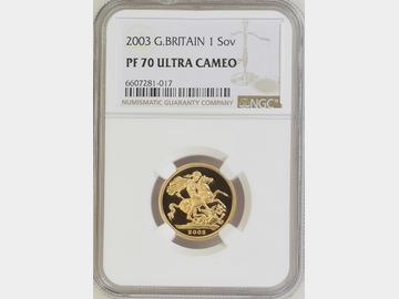 2003 ELIZABETH II PROOF GOLD SOVEREIGN PF70 UCAM TOP POP!