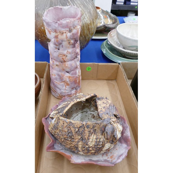 Box Pink Raku Art Pottery- 3pc