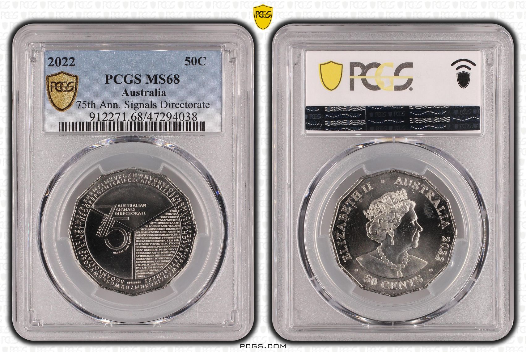 75th Ann. Signals Directorate, Fifty Cent, 2022, PCGS MS 68