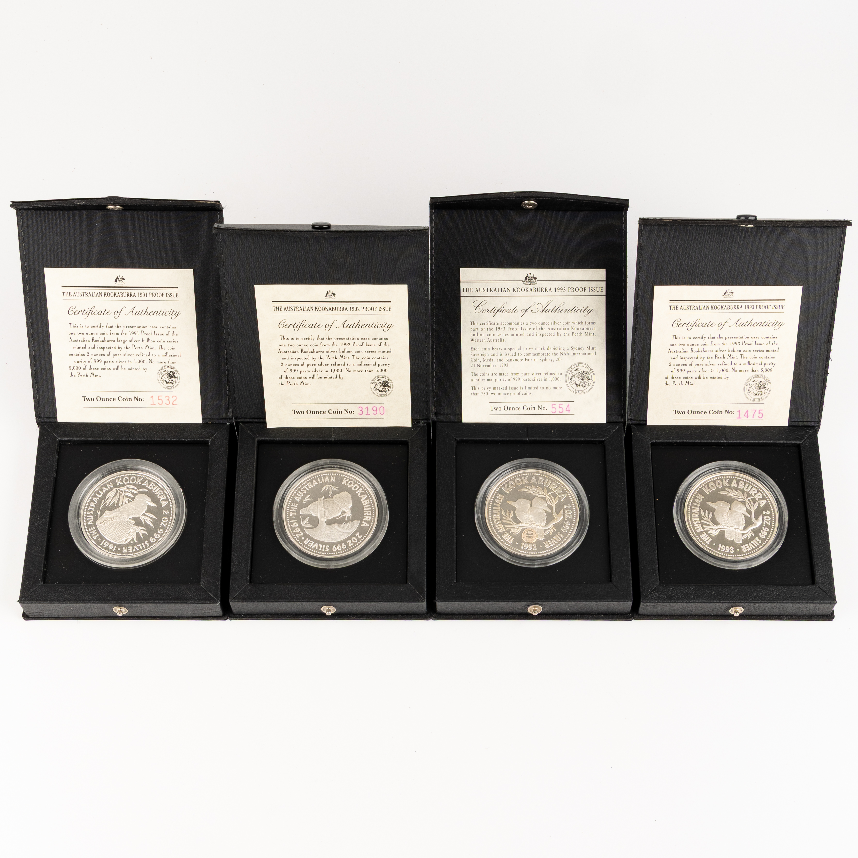 329 · Elizabeth II, Perth Mint - Kookaburra, Two Dollars - Ten Dollars, 1991 - 1993, FDC