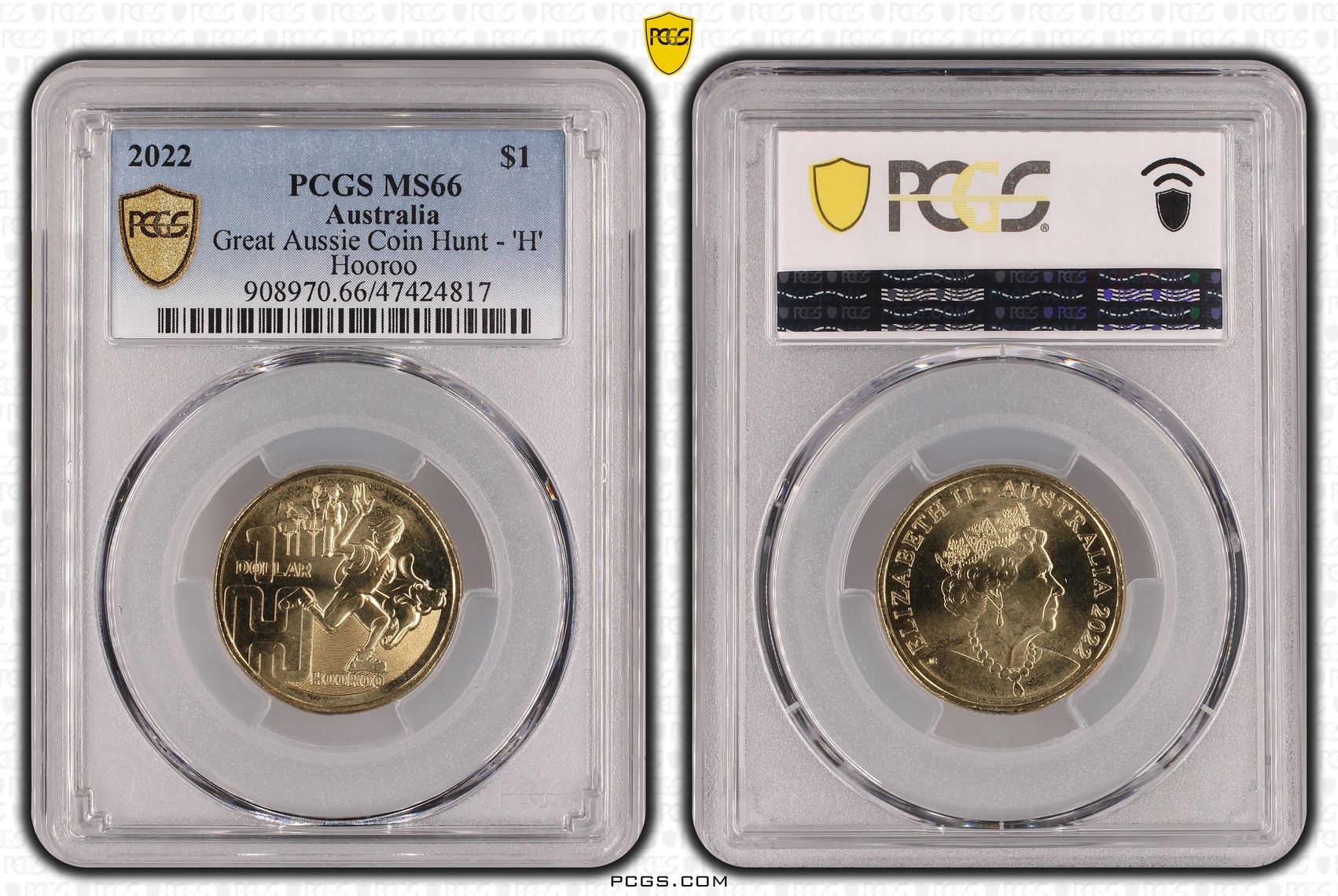 Great Aussie Coin Hunt - 'H', One Dollar, 2022 POP Report 3/1, PCGS MS 66