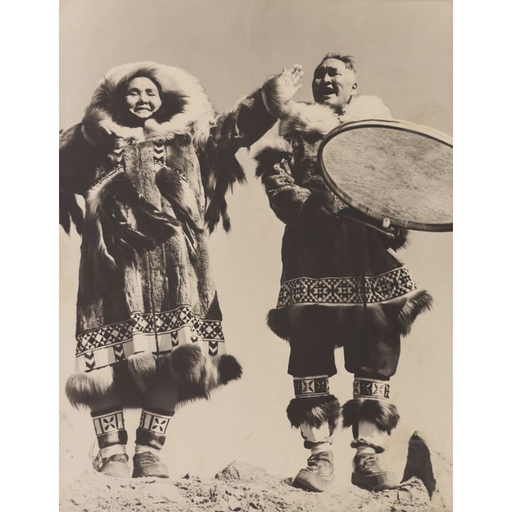Vintage Alaskan Eskimo Drummer Photograph