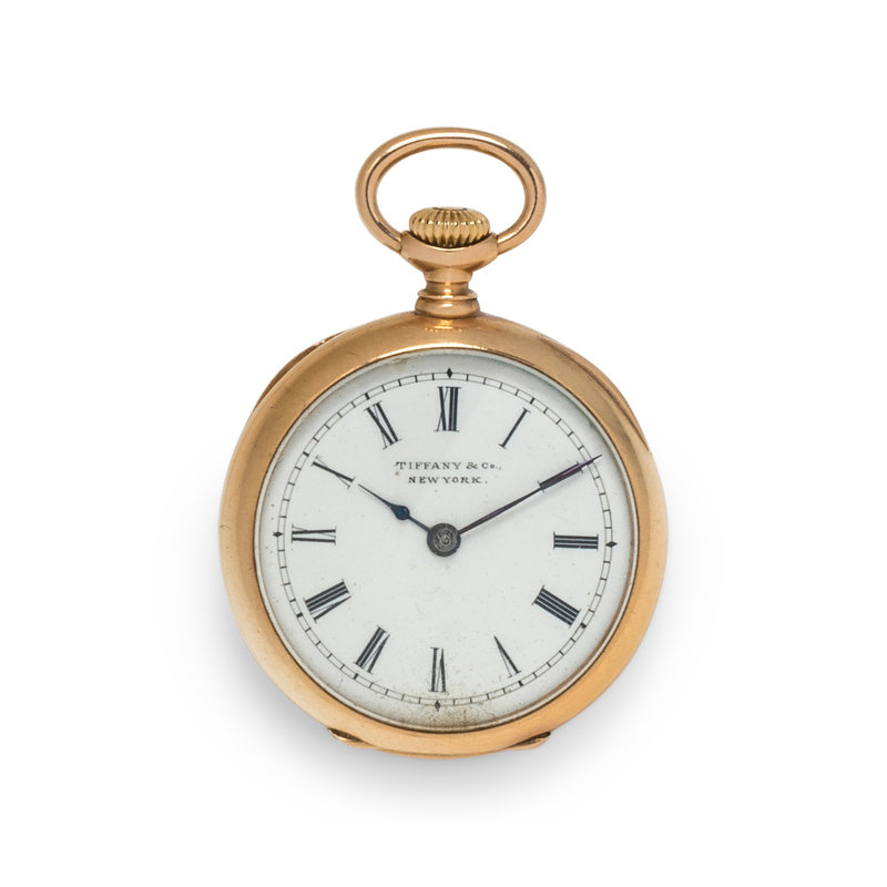 TIFFANY &amp; CO., 18K YELLOW GOLD OPEN FACE POCKET WATCH