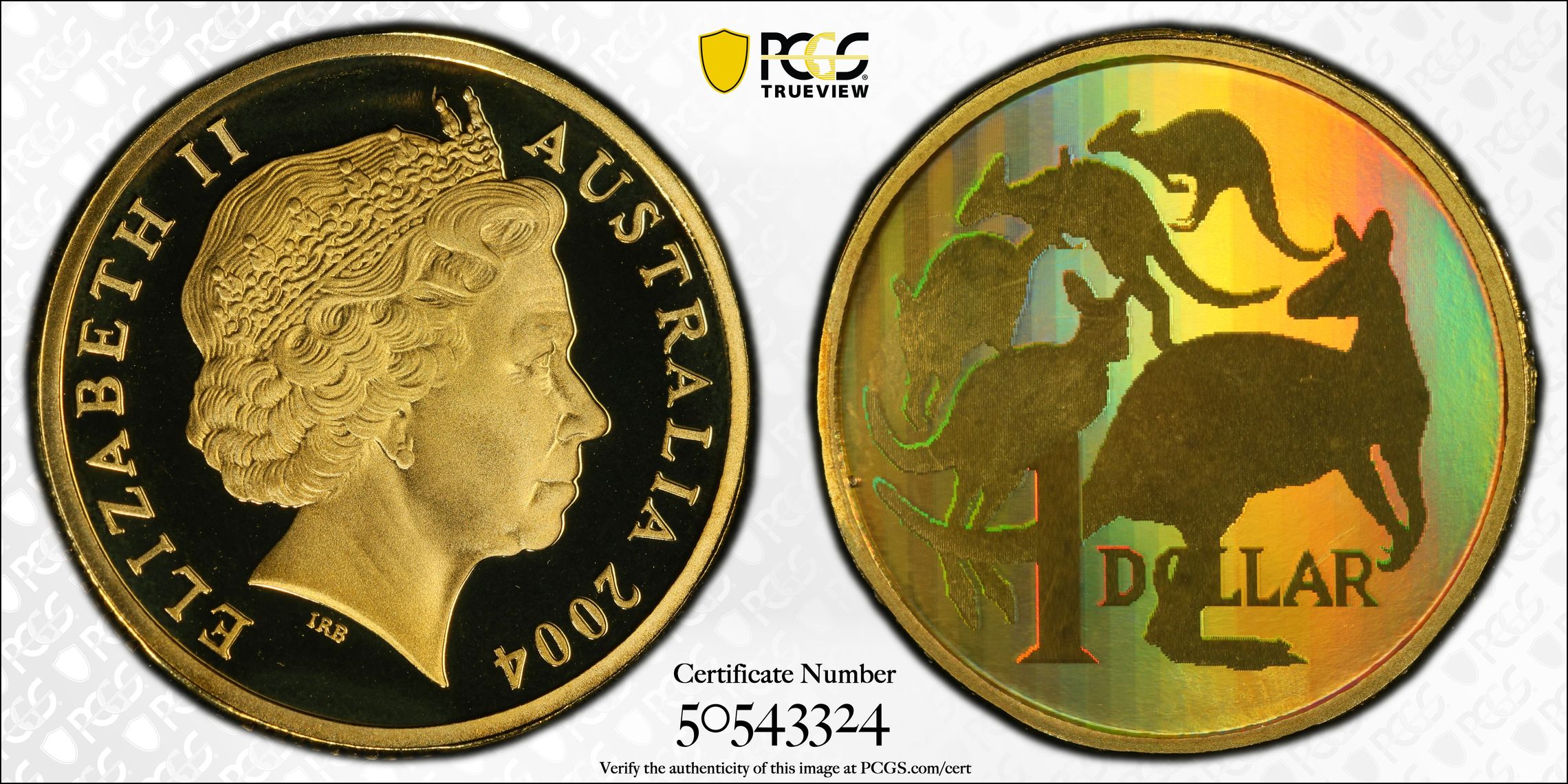 Holographic Kangaroos, One Dollar, 2004, PCGS PR69DCAM
