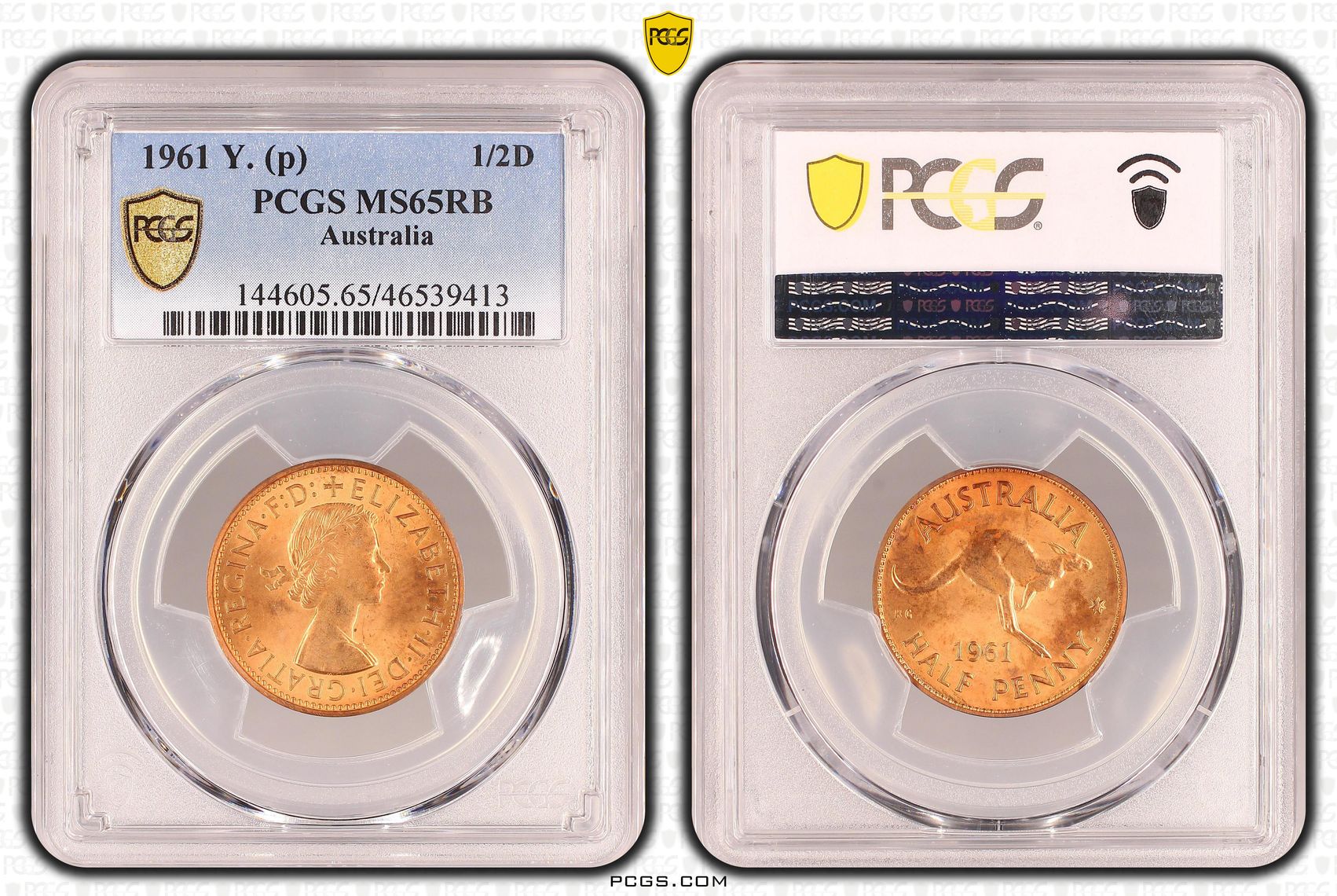 Halfpenny, 1961-Y., PCGS MS 65RB