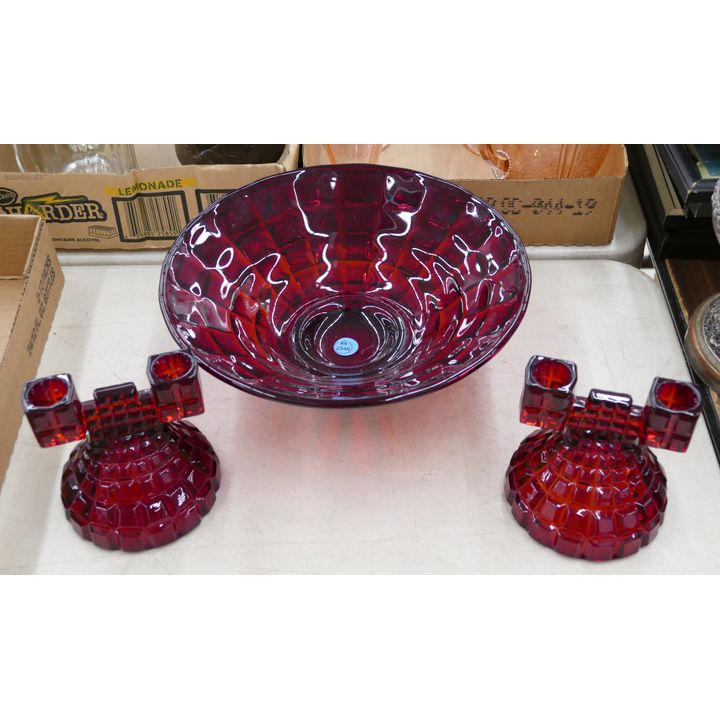 3pc Double Candleholders & Bowl 4.5'' & 10.5''