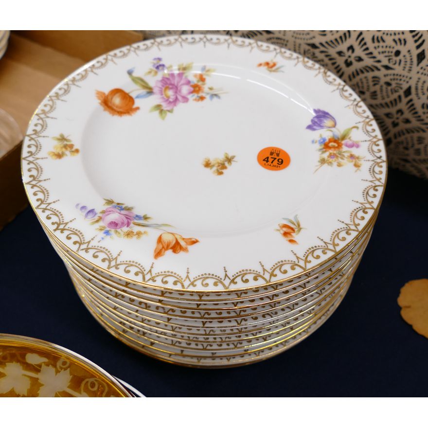 Set 10pc Royal Bayreuth Floral Bread Plates- 8''