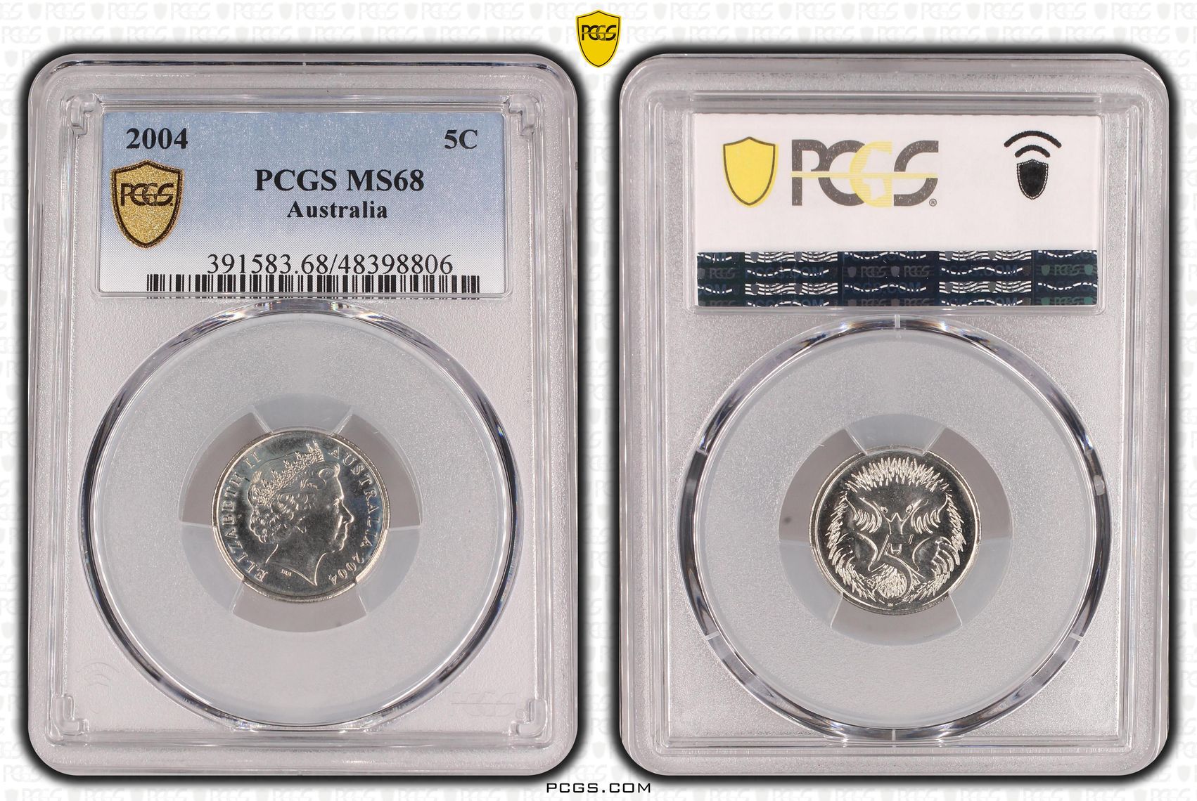 Elizabeth II, Five Cent, 2004, PCGS MS68