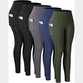 CHRLEISURE LEGGINGS WITH POCKETS FOR WOMEN, HIGH WAISTED TUMMY CONTROL WORKOUT YOGA PANTS {DGRAY, NAVY JLGREN,L)