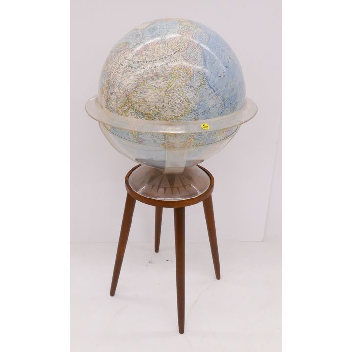 MCM National Geographic 1967 Globe on Walnut Stand- 36''