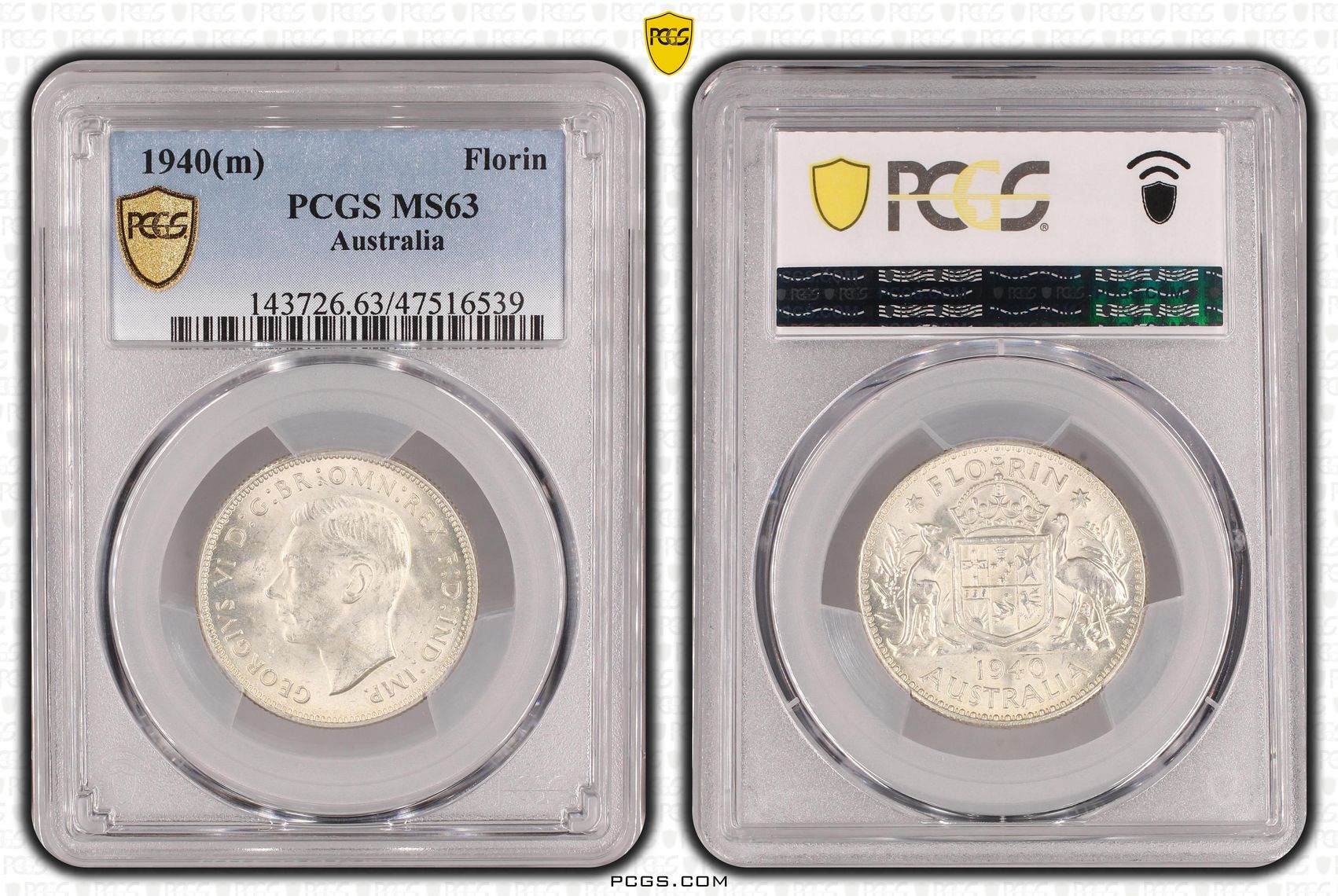 George VI, Florin, 1940(m), PCGS MS63